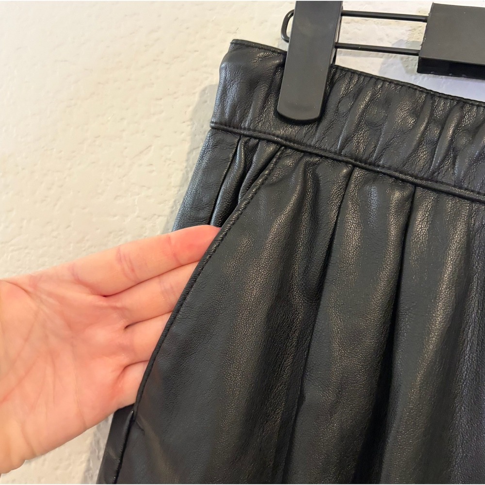 Zara Black Faux Leather Joggers Elastic Drawstring Waist Tapered Pants XS - Picture 5 of 7